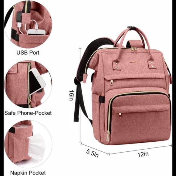 Laptop Backpack Women, Purse WaterproofTravel Back Pack with USB Charging Port main image 5